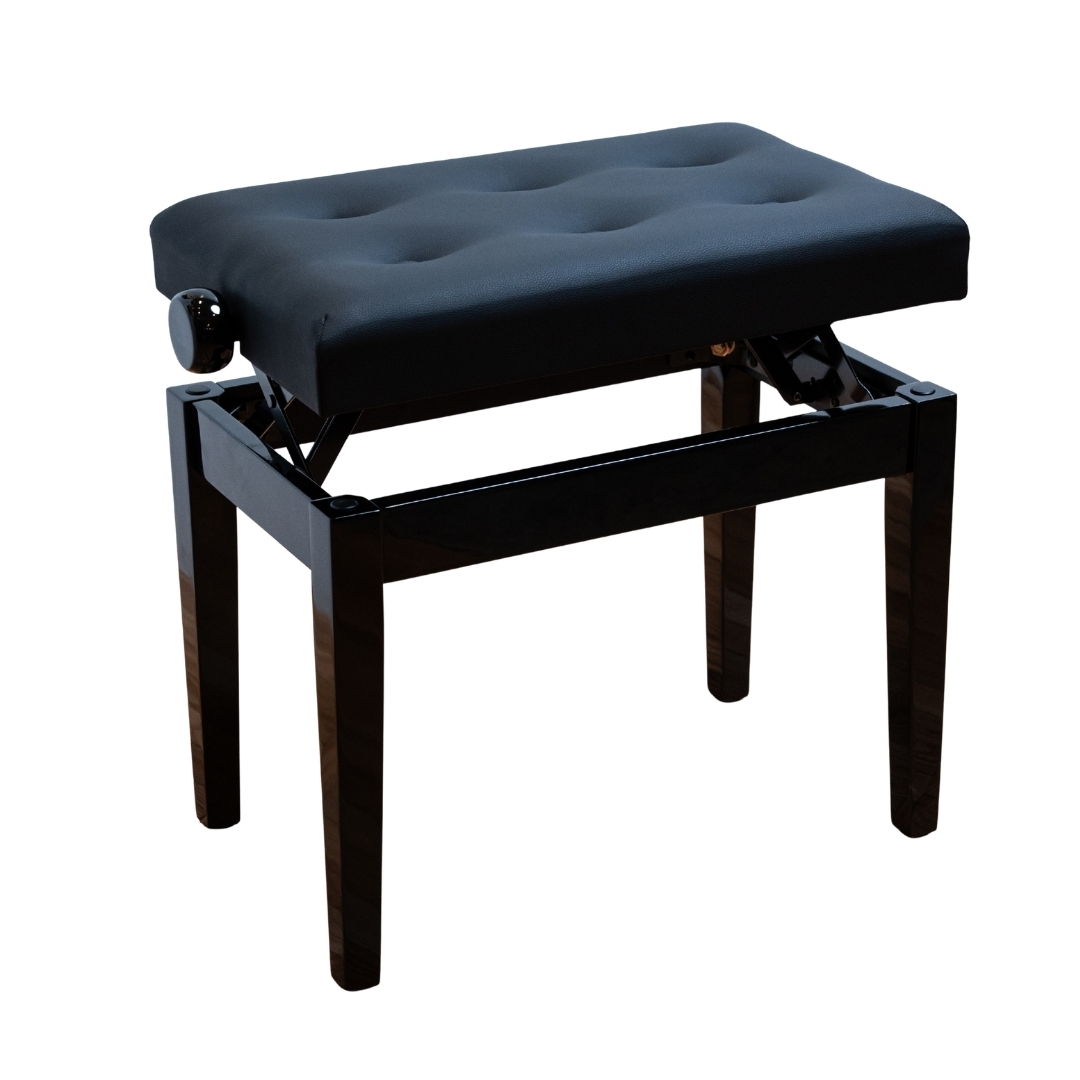 เก้าอี้เปียโนปรับระดับได้สีดำ Adjustable Piano Bench - Black polished