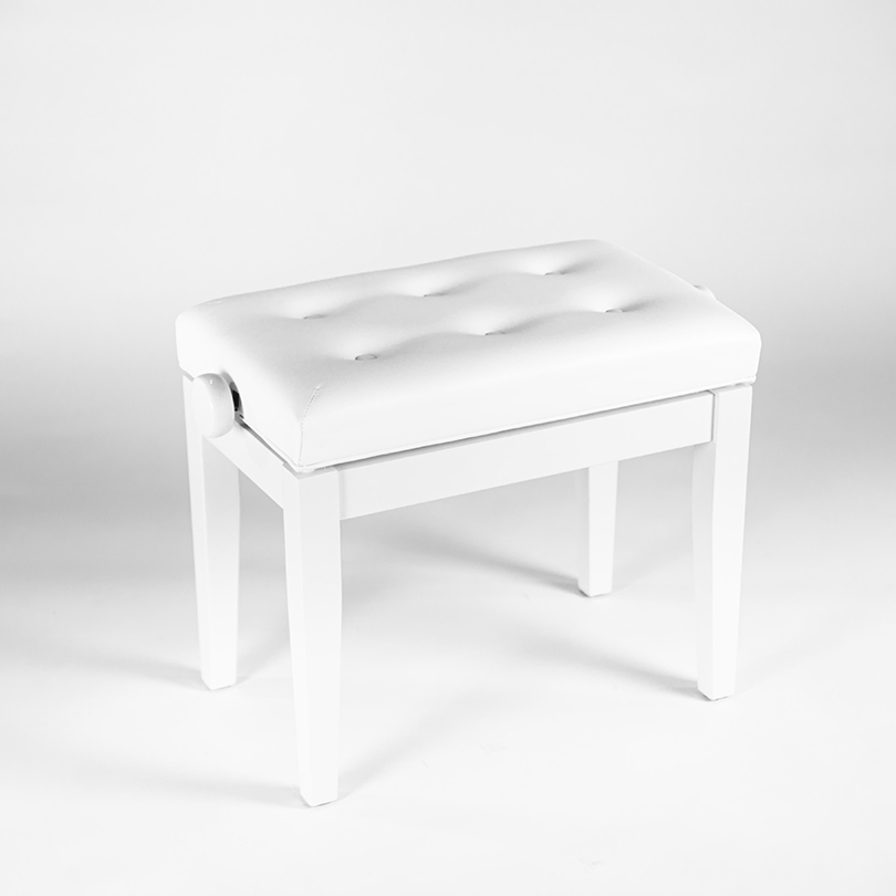 เก้าอี้เปียโนปรับระดับได้สีขาว Adjustable Piano Bench in white polished