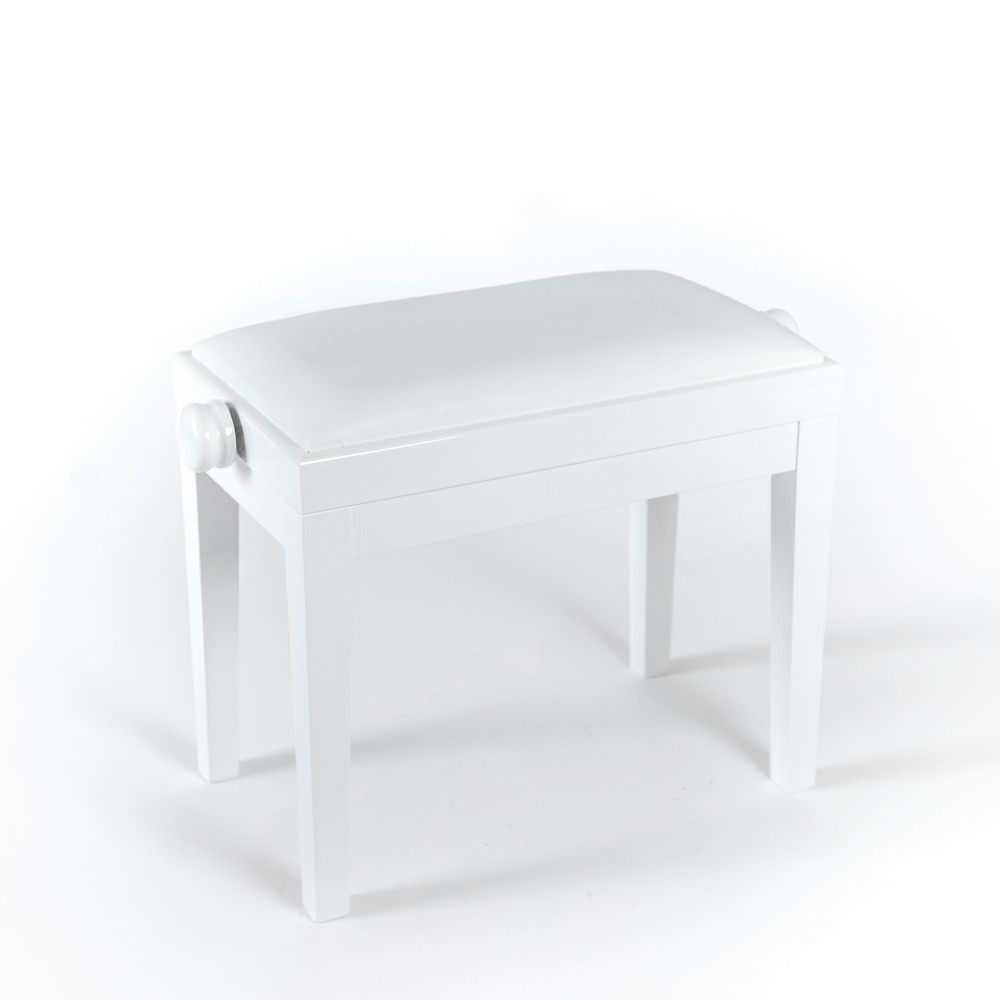Discacciati Adjustable Piano Bench 105SM White Polish - White Leather Seat